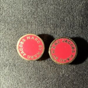 Marc Jacobs Red and Gold Logo Earrings